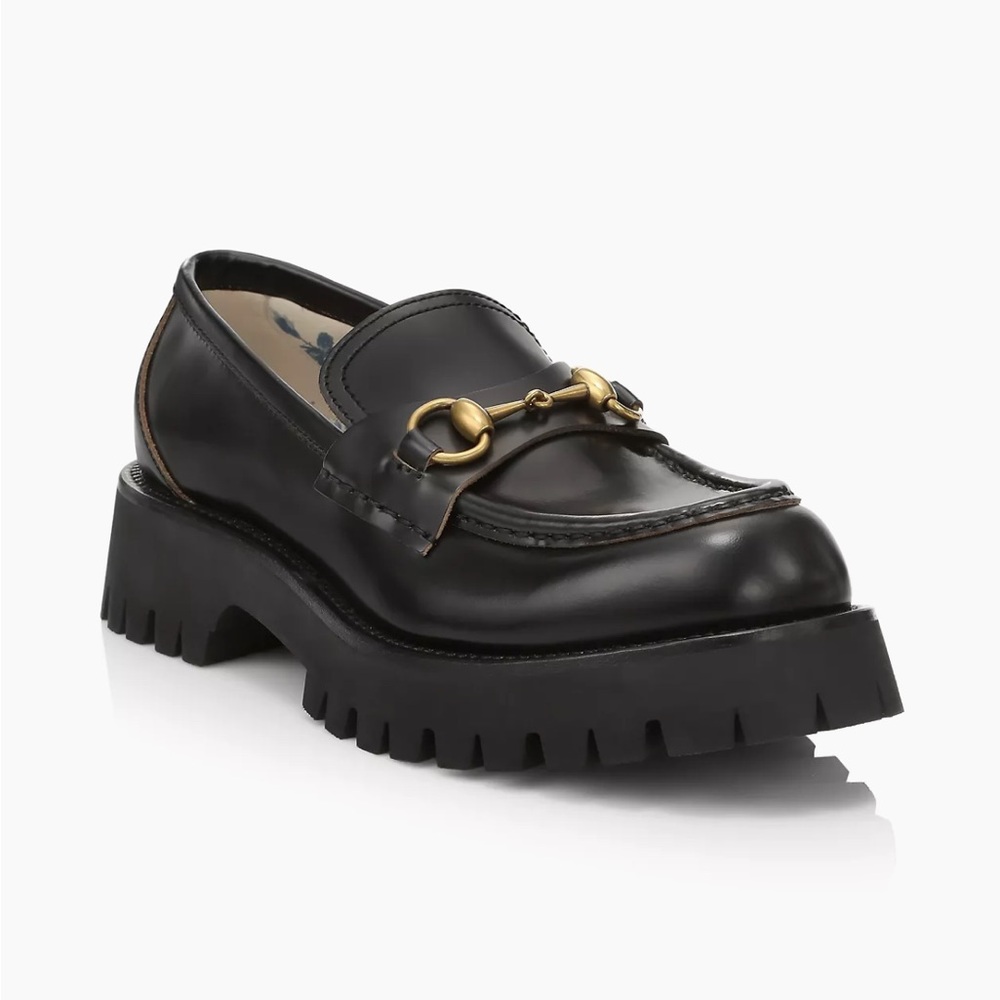 Leather Lug Sole Horsebit Loafers 7.5
